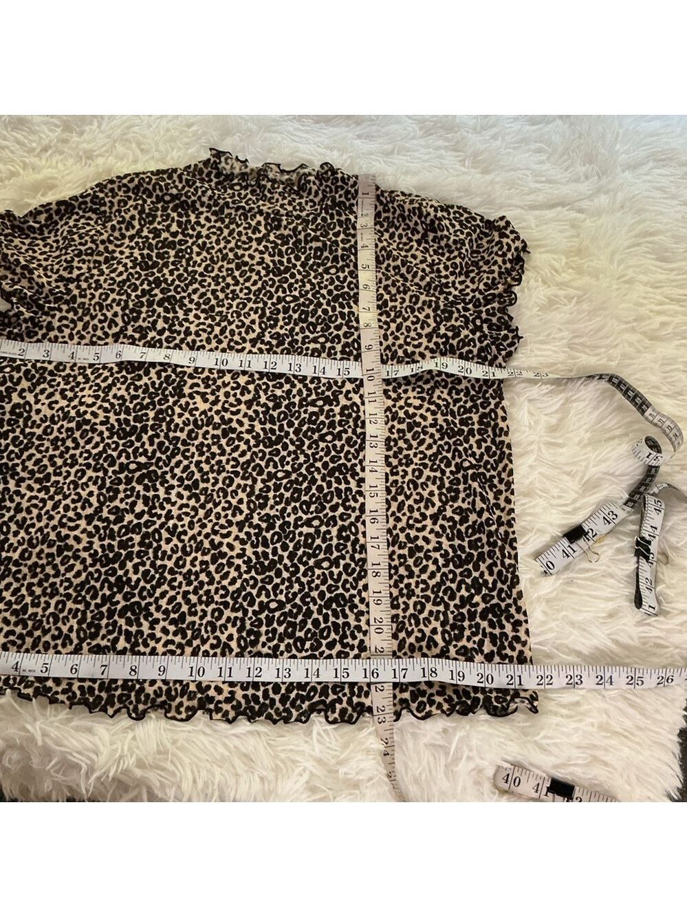 Nine West animal print ruffled mockneck short sleeve top Woman’s XL - Picture 10 of 11